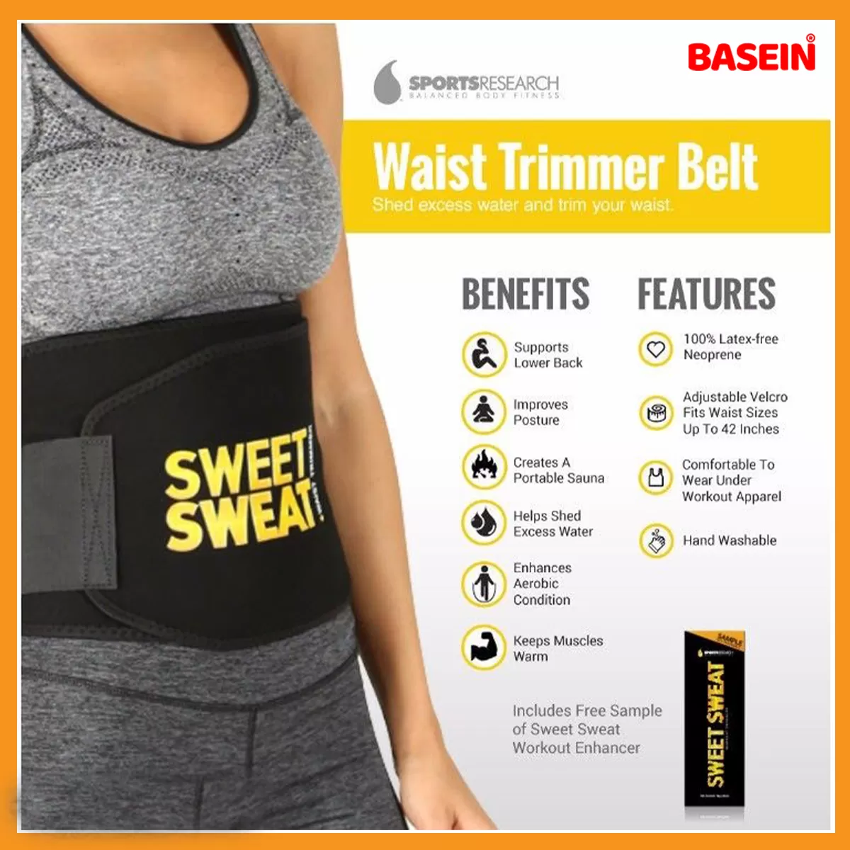 Neoprene Rubber Waist Trimmer Belt / Tummy Trimmer Belt / Slimming Belt For  Men And Women