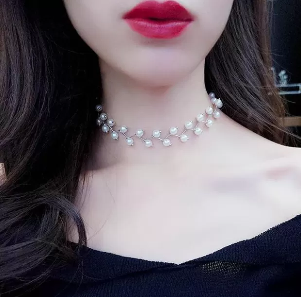 Buy Korean Style Elegant Pearl Chokers Necklace Charm Pearl Beads Chokar  Necklace for Women at Lowest Price in Pakistan