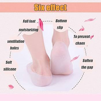1Pair (2Pcs ) Silicone Feet Care Boat socks Moisturizing Gel Heel Socks  with Pain Relief Crack Hole Cracked Foot Skin Care Protectors Foot Care Tool