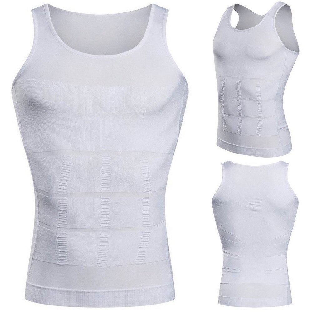 Fashion Slim And Lift Singlet Trainer Sleeveless Shaper Vest Men's WHITE