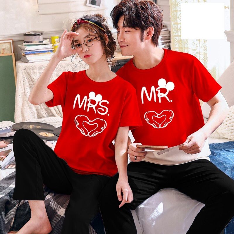 Buy Couple Mr Mrs Tshirt Pajama Half Sleeves Night Dress By Hk Oufits