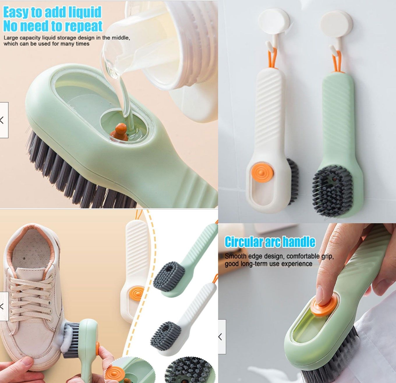 Multifunctional Cleaning Brush Automatic Liquid Discharge Deep Cleaning  Soft Bristles Household Laundry Shoe Brush for Daily Use