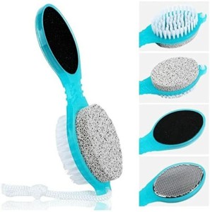1pc 4 in 1 Pedicure Tool Foot Scrubber Brush Foot File Callus Remover with Foot Rasp Pumice Stone for Dry and Wet Foot Care Tool Bk Sons