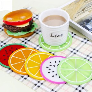 6pcs Fruit Shape Cup Coaster Silicone Slip Insulation Pad Cup Mat Hot Drink Holder Mug Stand Home Table Decorations Kitchen Accessory