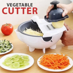 9 in 1 Multifunction Kitchen Wet Basket Vegetable Cutter With Drain Magic Rotate Safety