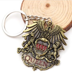 Antique Bronze Queen Logo Badges Keychain