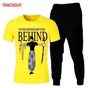 Behide Summer Tracksuit T Shirt and Black Trouser Gym wear New track Men's Clothing Summer Breathable and comfortable-