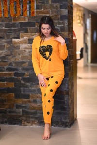 YELLOW HEART PRINTED NIGHT SUIT FOR GIRLS AND WOMEN