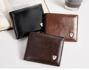 BOSTANTEN Men's PU Leather Tri-fold Wallet Clasp and Zipper Coin Purse Wallet For Men