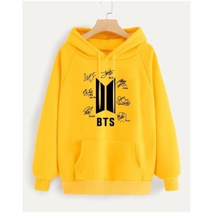 bts Printed Pullover Yellow Hood For WOmen And Girls