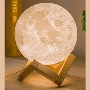 CONFETTI GIFTS 3D Moon Lamp 7 Colour 15 cm Changeable Sensor for Bedroom, Touch Moonlight Lamp with Stand & USB for Bedside, Valentine Wedding Gifts,