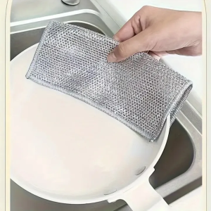 Dish Scrubber Kitchen Cleaning Cloth Metal Multipurpose Wire Dishwashing Rag Easy to Use Rag Reusable Rag Thickened Cleaning Rag for Dishes Sinks Coun