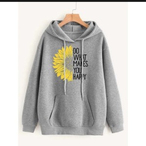 Hoodies For WOMEN & GIRL SUN FLOWER Printed Kangaroo Pocket Drawstring Pullovers Clothing Long Sleeves Export Quality Winter Wear-