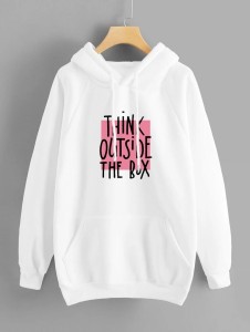 Hoodies For WOMEN & GIRL THINK OUT SIDE Printed Kangaroo Pocket Drawstring Pullovers Clothing Long Sleeves Export Quality Winter Wear