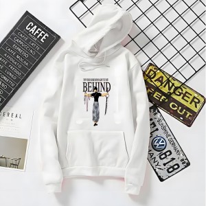 To The One Who Left It All Behind Printed White Hoodie Printed Kangaroo Hoodie Pocket Drawstring Pullovers Long Sleeves  Winter Wear