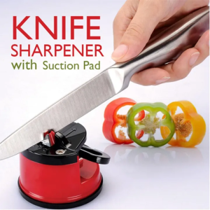 Kitchen Knife Sharpener with Non-Slip Suction Cup, Professional Two Stage Tungsten Carbide Kitchen Knife Sharpener Tool