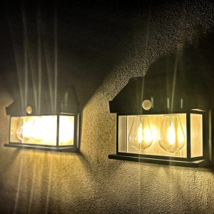 LED Solar Tungsten Wall Light Outdoor Motion Sensor 3 Modes Waterproof Lantern House Garden Yard Street Lamp Garage