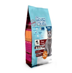Meow Fresh Dry Cat Food Classic 2 Kg Sea Food Flavor Cats Food for All Stages of Cats Imported Formula Adult Cat Foods Best for All Breeds Adult Cat a
