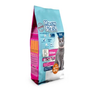 Meow Fresh Kitten Dry Cat Food Classic 2 Kg Premium Cat Food - For Mother & Baby Cat Imported Formula Best For All Breeds Adult Cat And Kittens All Na