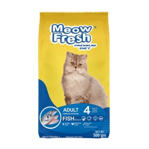 Meow Fresh PREMIUM DIET Dry Cat Food 500gm Fish Flavor Cats Food For All Stages Of Cat Imported Formula Adult Cat Foods Best For All Breeds Adult Cat