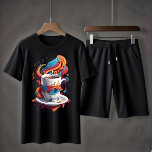 Music Tea Printed T-shirt And Shorts Summer Track Suit For Men