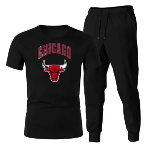 CHICAGO BULLS Summer Tracksuit For Women & Girls Tee-shirt  trousers New Design Round Neck Half Sleeves T Shirts Top Quality Gym Wear