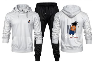 New Front Back Trendy Single Searching Printed White Hoodie and Black Trouser Tracksuit Winter Collection trendy fashion Gym Sports Outdoors Wear