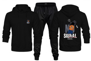 New Front Back Trendy Single Searching Printed Black Hoodie and Black Trouser Tracksuit Winter Collection trendy fashion Gym Sports Outdoors Wear