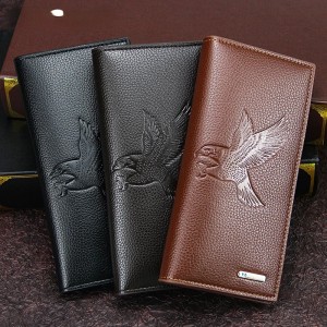New men's long (Eagle) wallet, fashionable men's magnetic buckle clutch, large capacity multi-card slot wallet