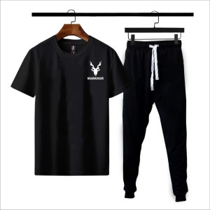 New Markhor Summer Tracksuit T Shirt and Black Trouser Gym wear New track Men's Clothing Summer Breathable and comfortable