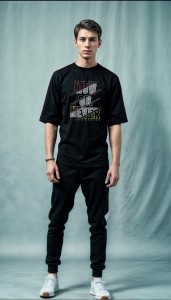 Now Or Never Printed T-shirt And Trouser Summer Track Suit For Men -Black