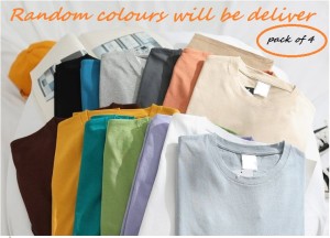 Pack of 4 Random colour T-shirts for Men's/Women's.