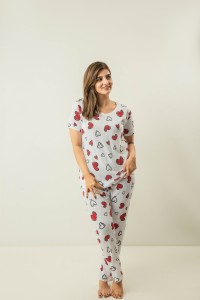 Printed Cotton Ladies Sleep Dress Night Wear With Shirt And Trouser