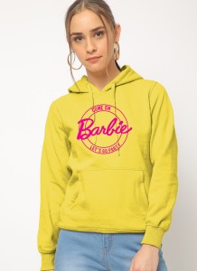 Pullover Comfortable Trendy Come On Barbie Lets Go Party Printed Winter yellow Hoodie for Woman And Girls