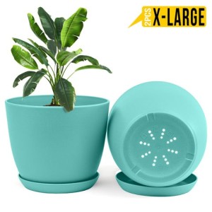 Shop2home Extra Large Plant Pots Pack of 2 – Perfect Home Decor For Indoor And Outdoor Planters With Drainage -(Without Plants)