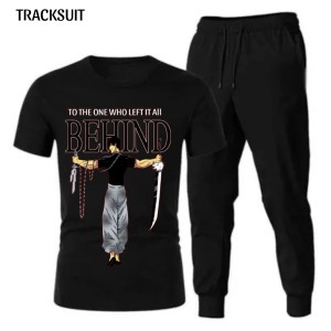 Behide Summer Tracksuit T Shirt and Black Trouser Gym wear New track Men's Clothing Summer Breathable and comfortable
