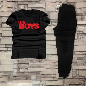 The Boys Tracksuit Summer T Shirt and Black Trouser Gym wear New printed track Men's Clothing Summer Breathable and comfortable-copy