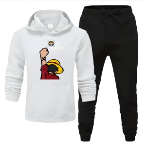 Tracksuit White Huddie & Black Trouser Trendy And Amazing Pirate Printed Fleece Pocket Drawstring Winter Wear Smart Fit Hoody