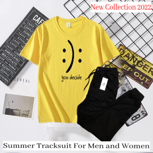 Tracksuit for Women and Girl Summer  Shirt and Black Trouser Gym wear New You decide printed Clothing Summer Breathable and comfortable