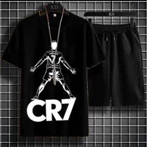 Tracksuit Men's New CR7 Printed Amazing Smart Fit Black T-Shirts And Black Shorts Soft & Comfy Fabric For Men And Boys