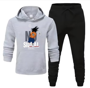 Tracksuit grey Huddie & Black Trouser Trendy And Amazing Single ones Printed Fleece Pocket Drawstring Winter Wear Smart Fit Hoody