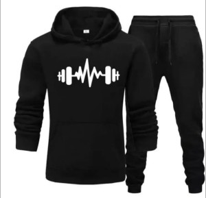 Tracksuit Black Huddie & Black Trouser Trendy And Amazing Dumble Printed Fleece Pocket Drawstring Winter Wear Smart Fit Hoody