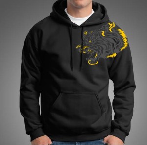 Trendy New Famous TIGER Printed Kangaroo Hoodie In Black Pocket Drawstring Pullovers Clothing Long Sleeves Export Quality Winter Wear