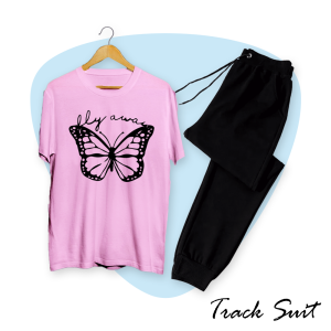 Tracksuit for Women and Girl Summer T Shirt and Black Trouser Gym wear New Fly Away printed Clothing Summer Breathable and comfortable