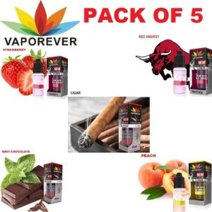 Vaporever E-Liquid Vape Juice 10ml in 0mg, Nicotine Vapor(PACK OF 5)