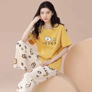 Yellow Little Bear Printed Tshirt and Trouser For Her