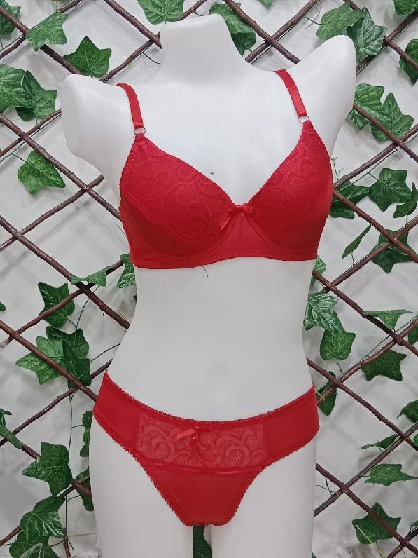 Bridal Bra underwear Set - Red Fancy Padded Bra Set