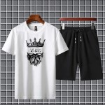 Live like a king Printed T-shirt And Shorts Summer Track Suit For Men -white