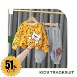 Yellow Bears Print Sweatshirt With Trouser Tracksuit For Kids