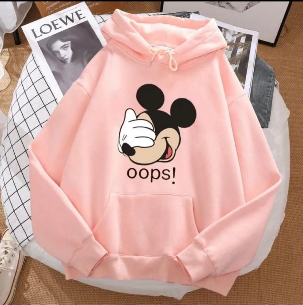 Buy STYLISH OOPS MICKEY Tag Print Kangaroo Hoodie huddy Pocket Drawstring  Casual Clothing Export Quality Huddie Winter Wear Smart Fit Hoody For Women  at Lowest Price in Pakistan
